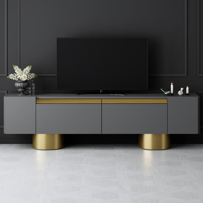 Hanah Home Bohem Soporte para Televisión Antracita y Dorado Hanah Home Bohem Soporte para Televisión Antracita y Dorado